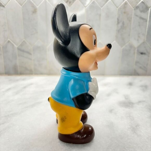 Antique Vtg Walt Disney Mickey Mouse Rubber Collectible Toy Figure Multicolor OS - Picture 2 of 7